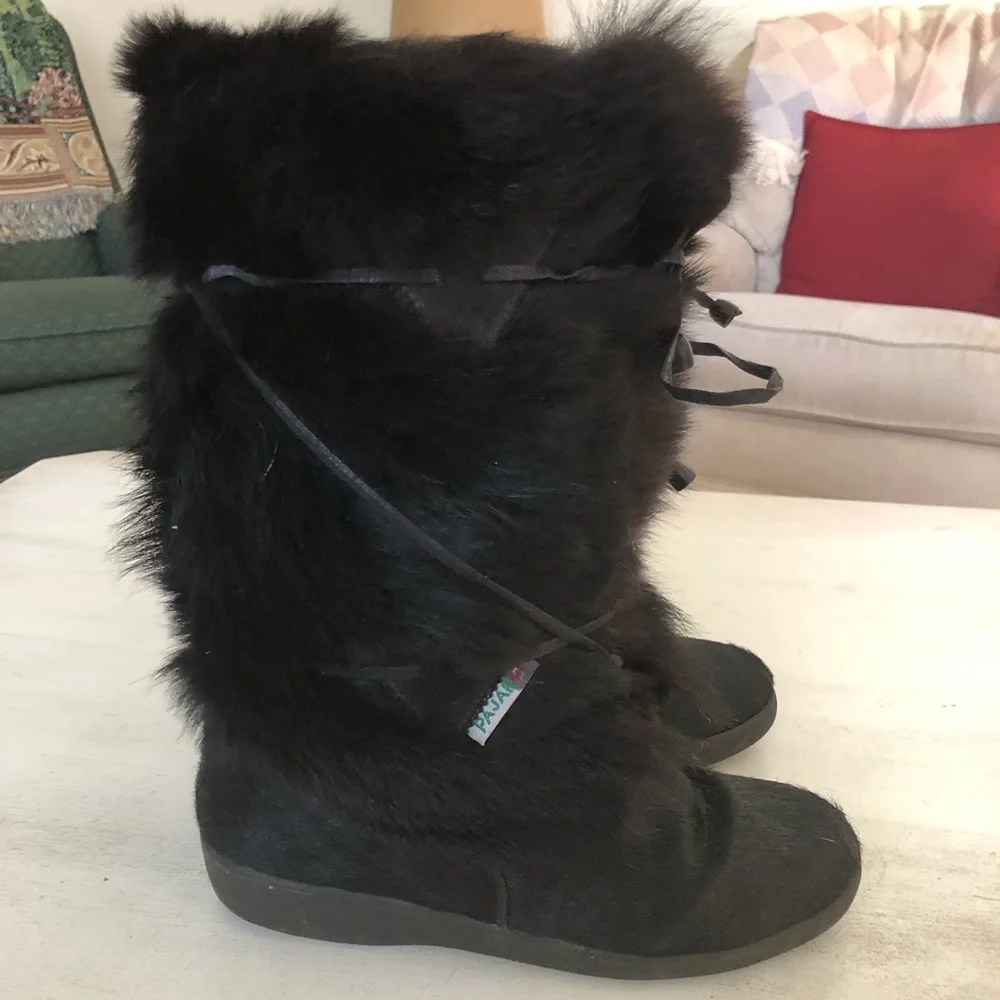 Pajar Black Fur-Lined Winter Boots Womens preowned size 8 - Picture 9 of 13